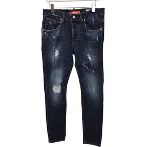 NWT Takeshy Kurosawa Jackson Con Zip Fly Distressed Tapered Jeans Size 34